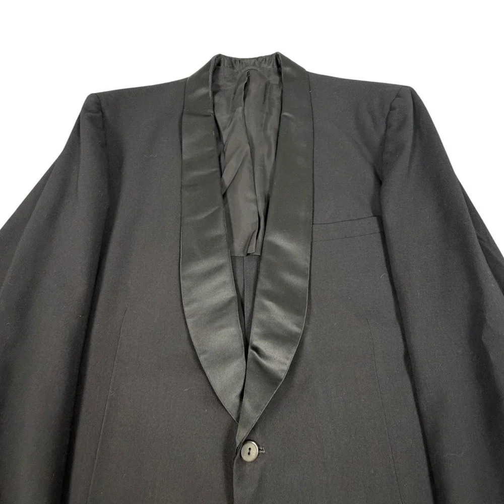 1950s Lord West 2 Piece Tuxedo Suit Men 44R 36X33 Black Shawl Lapel Pleated